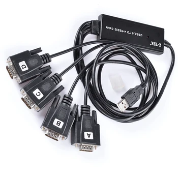 4-port USB 2.0 4X serial RS232 kabelis splitter konverteris ZE552A(FTDI Mikroschema+laimėti 10 palaikoma)