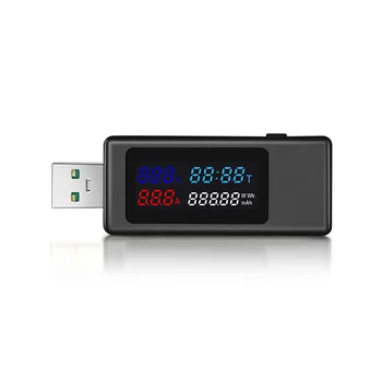 6 in 1 USB Testeris DC4-30 V IPS Ekranas Skaitmeninis Įtampos Laikas Talpos Matuokliu Detektorius, skirtas Srovė Juoda