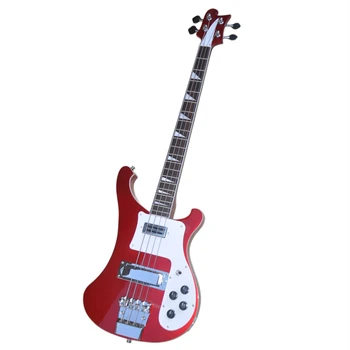 4 Stygos Metallic Raudona Kūno Elektrinė Bosinė Gitara su Balta Pickguard,20 Frets,Pasiūlyti Pritaikyti